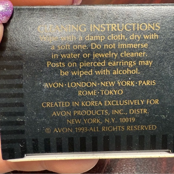 Avon Fashion Drop Collection Gold and Blue Drop clip  Earrings NIB vintage 1993 - Picture 3 of 6